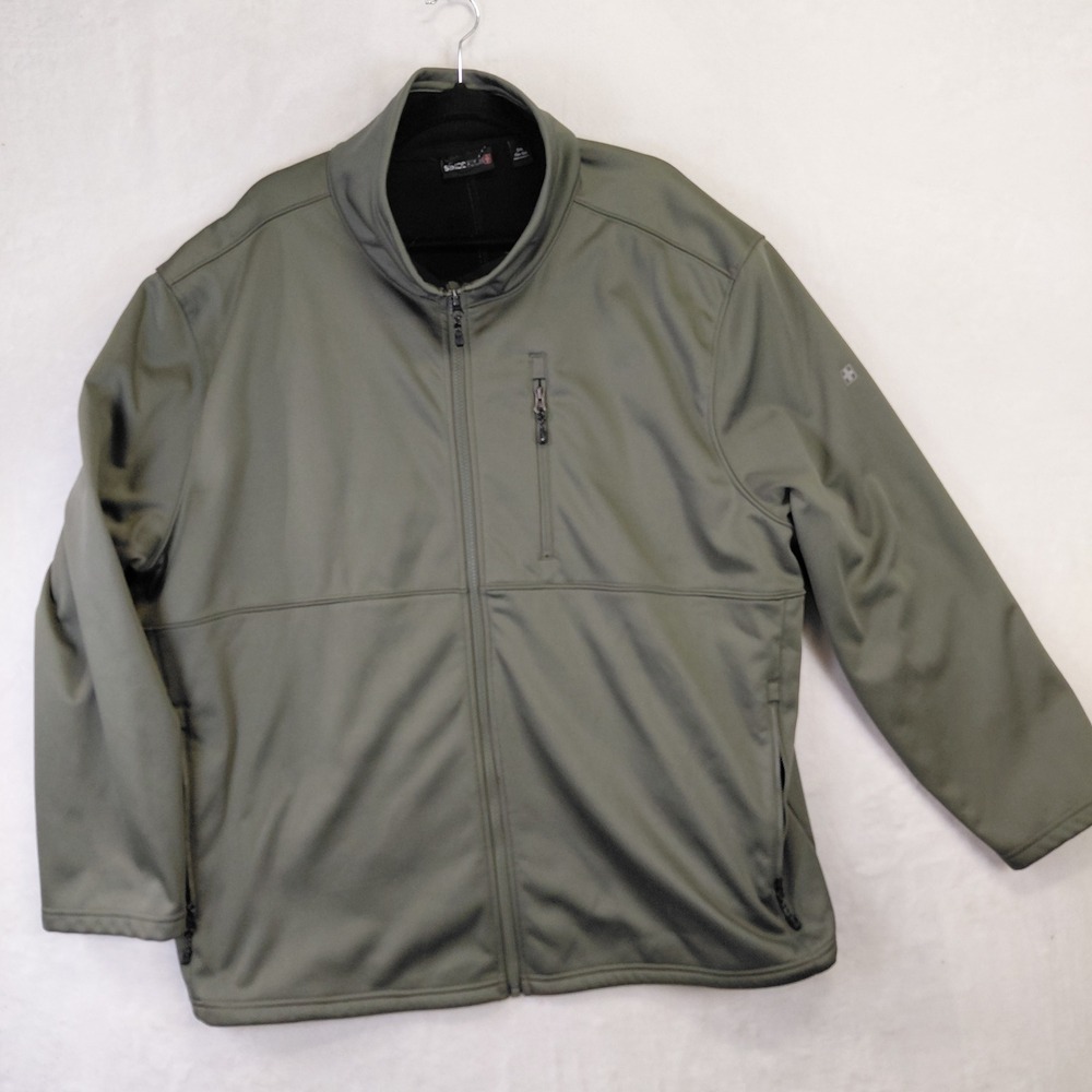 Swiss Tech Mens 3XL Olive Green Softshell Fleece Lined Full Zip Jacket Mock Neck